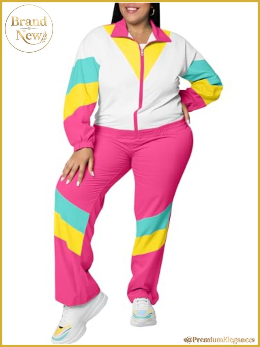 Plus Size 80s 90s Costume Tracksuit Set Polyester Elastane Retro Party